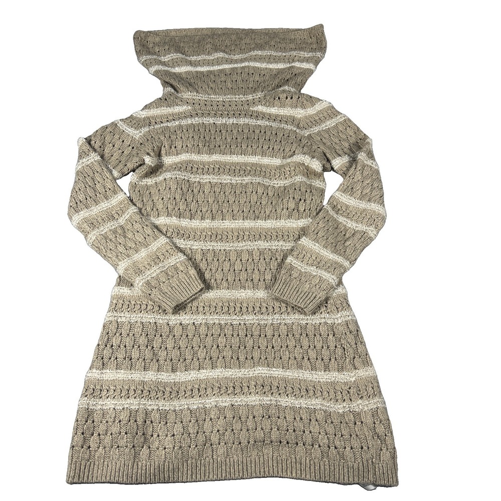 Maurices Women's Cowl Neck Sweater Brown Striped Size Large With Under Shirt